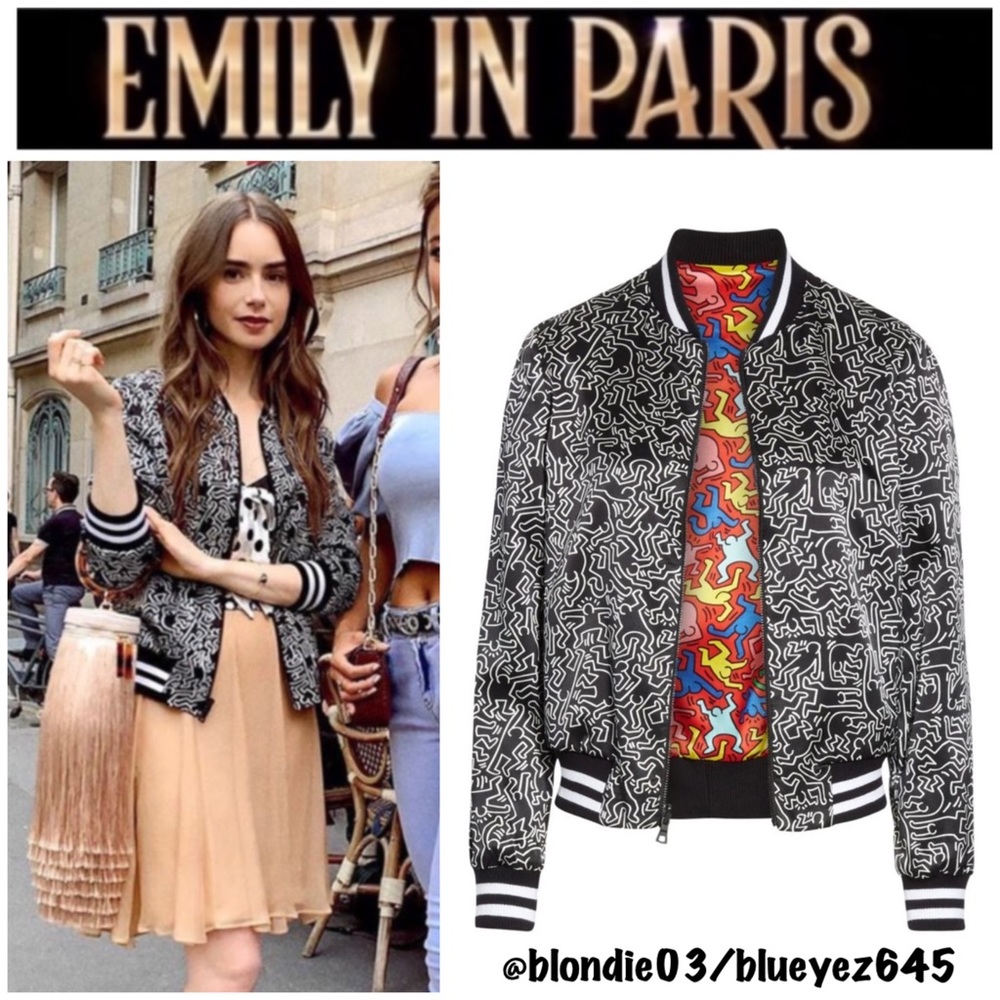 Alice + Olivia x Keith Haring Lonnie reversible bomber jacket S
